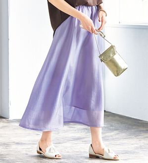 VINNO（ヴィノ）の「シャイニーローンマキシスカート（ロングスカート）」｜パープル
