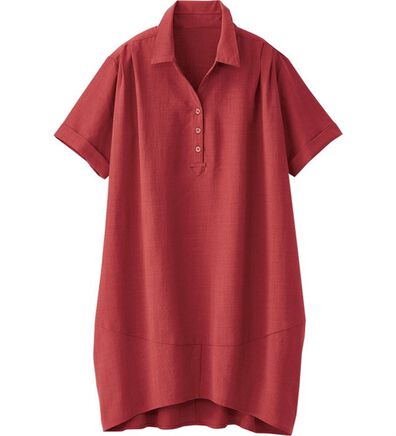 BELLUNA（ベルーナ）の「麻調ボタンデザインシャツチュニック（チュニック）」