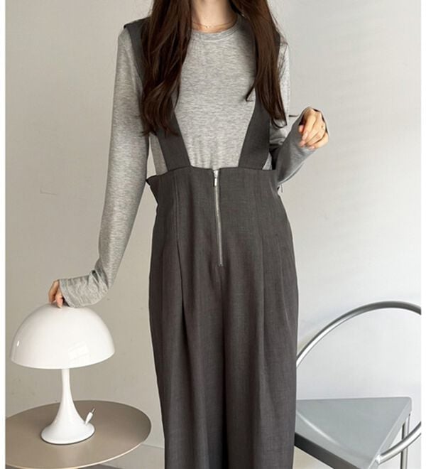 GeeRA（ジーラ）の「フロントジップハイウエストサロペット（オールインワン）」｜詳細画像