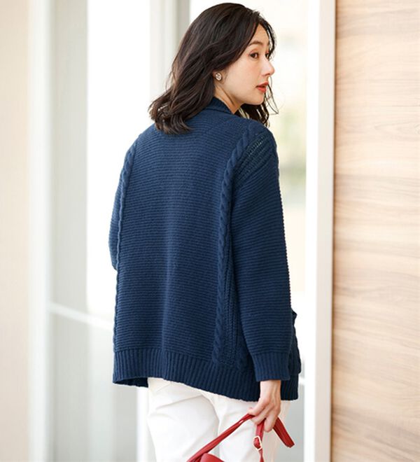 ルフラン（ルフラン）の「【ＡＰ】衿付編地ニットジャケット（その他ジャケット）」｜詳細画像