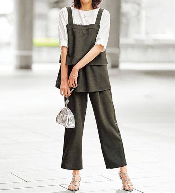 BELLUNA（ベルーナ）の「サラリ麻調素材ビスチェセットアップ（セットアップ）」｜詳細画像