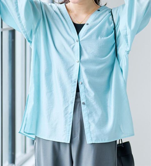 RANAN（ラナン）の「ディープVネックシアーシャツ（シャツ）」｜詳細画像