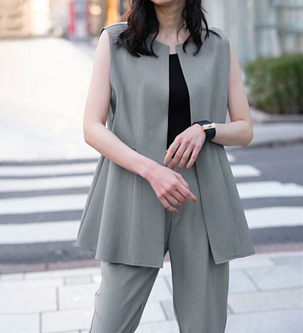 機能付！麻調素材ペプラムジレベスト - ベルーナ【公式】