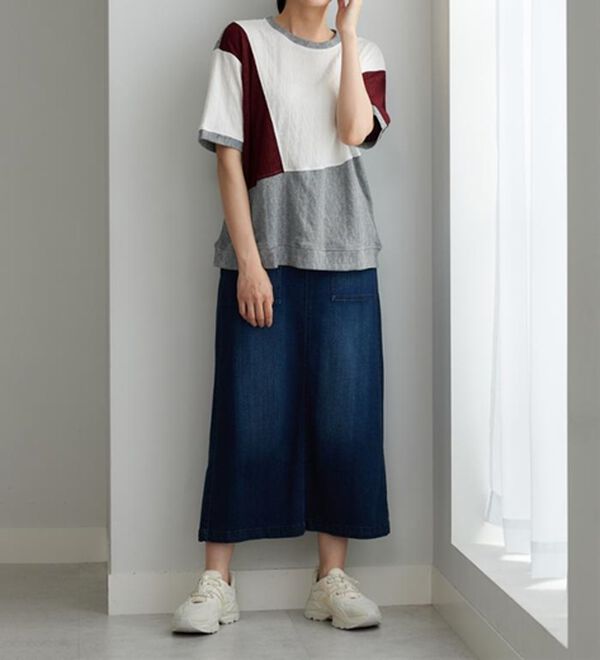 BELLUNA（ベルーナ）の「ミニケーブル柄パッチワーク風プルオーバー（カットソー）」｜詳細画像