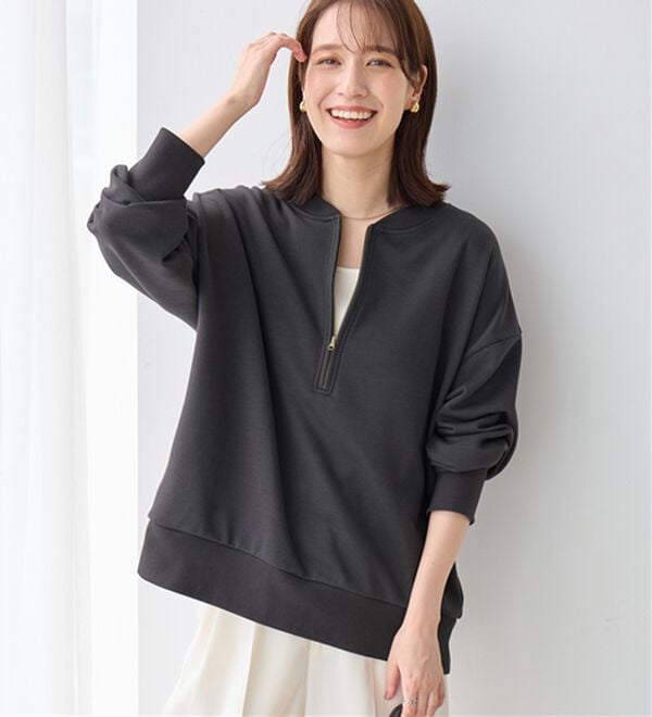 Viola e Viola（ヴィオラ エ ヴィオラ）の「抜け感！ハーフジップ大人スウェット（トレーナー・スウェット）」｜詳細画像