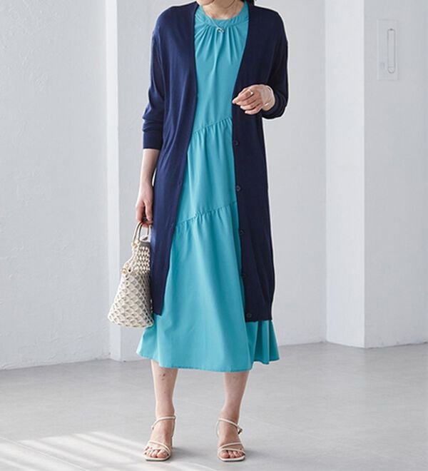 RANAN（ラナン）の「ロング丈Ｖネックニットカーデ（ニットカーディガン）」｜詳細画像