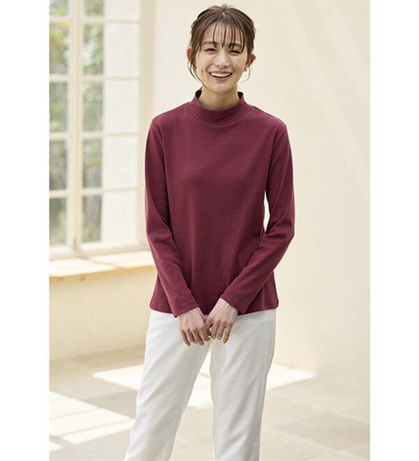 BELLUNA（ベルーナ）の「綿混リブハイネックプルオーバー（カットソー）」｜詳細画像