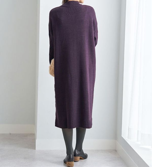 BELLUNA（ベルーナ）の「ケーブル柄ロング丈ニットワンピース（ニットワンピース）」｜詳細画像