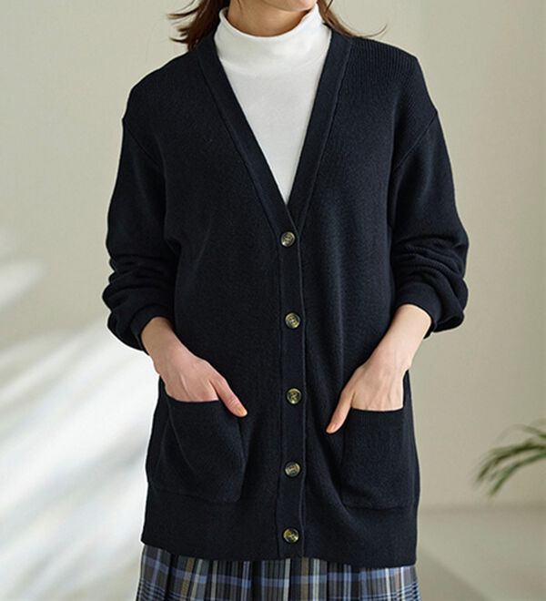 BELLUNA（ベルーナ）の「ハピネスコットン１００％あぜ編カーディガン（ニットカーディガン）」｜詳細画像