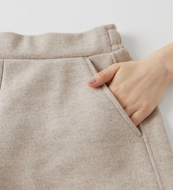 RANAN（ラナン）の「フェイクウールバレルレッグカーブパンツ（フルレングスパンツ）」｜詳細画像