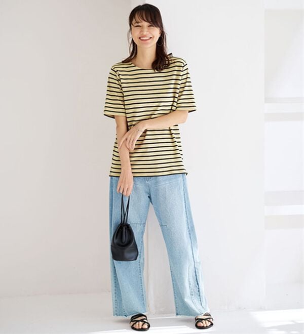 BELLUNA（ベルーナ）の「＜＆ｃｏｃｏｃｈｉ＞ハピネスコットン１００％なめらかボーダープルオーバー（カットソー）」｜詳細画像