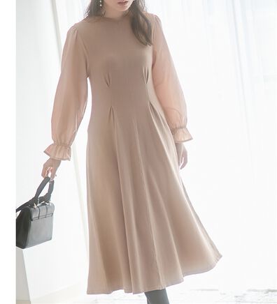 alotta（アロッタ）の「異素材キャンディー袖ニットワンピース（ニットワンピース）」