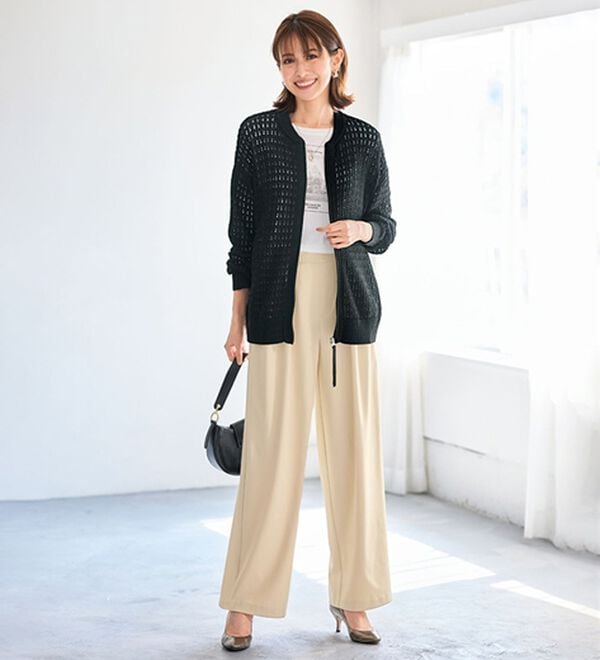 BELLUNA（ベルーナ）の「お腹スッキリ！ダブルインタックワイドパンツ（フルレングスパンツ）」｜詳細画像