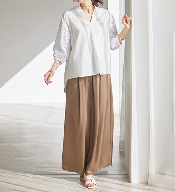 RANAN（ラナン）の「サテンワイドパンツ（ワイドパンツ・ガウチョ）」｜詳細画像