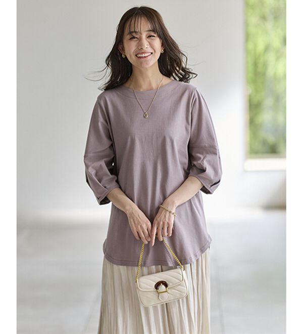 BELLUNA（ベルーナ）の「強撚綿１００％袖デザインプルオーバー（カットソー）」｜詳細画像