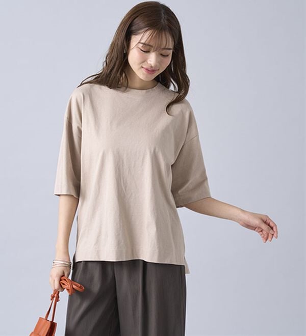 BELLUNA（ベルーナ）の「ひんやリッチコットン大人のゆったりプルオーバー（カットソー）」｜詳細画像