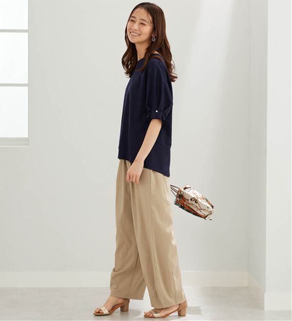 BELLUNA（ベルーナ）の「【接触冷感】涼感素材袖パールデザインプルオーバー（カットソー）」｜詳細画像