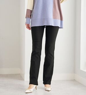 BELLUNA（ベルーナ）の「【選べる裏起毛】静電気防止！ヘリンボーンブーツカットパンツ（フルレングスパンツ）」｜黒 裏起毛アリ