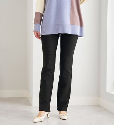 BELLUNA（ベルーナ）の「【選べる裏起毛】静電気防止！ヘリンボーンブーツカットパンツ（フルレングスパンツ）」