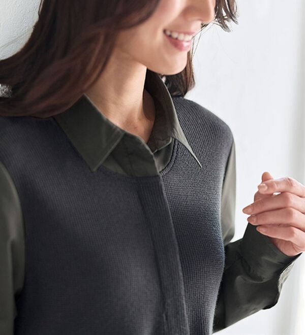 BELLUNA（ベルーナ）の「異素材切替ジップポケットデザインチュニック（チュニック）」｜詳細画像