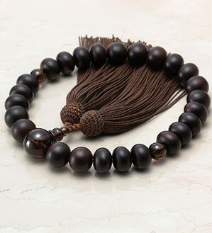 「京念珠土屋念珠店「七条」縞黒檀　茶水晶（メンズブレスレット）」｜詳細画像