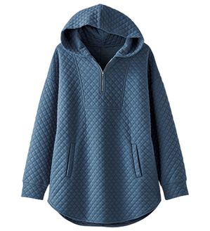 BELLUNA（ベルーナ）の「キルト刺しゅうハーフジップパーカー（パーカー）」｜ブルー