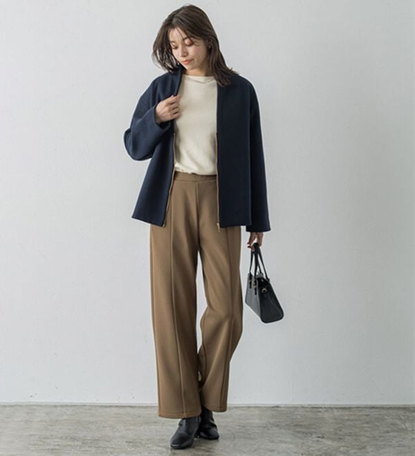 Pierrot（ピエロ）の「【Ｓ～３Ｌ】ネックが選べるプレミアムカシミヤタッチニット（ニット・セーター）」｜詳細画像