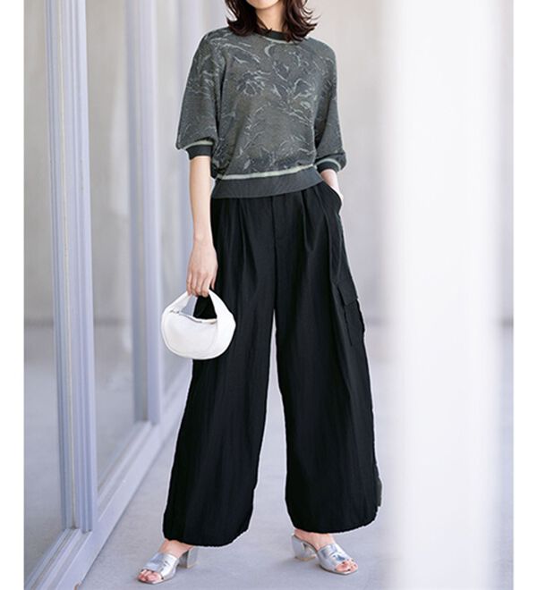 RANAN（ラナン）の「リーフ柄メッシュニット（ニット・セーター）」｜詳細画像