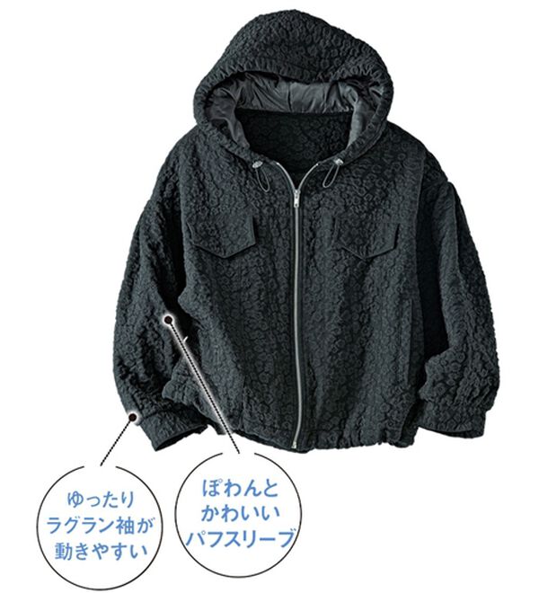 BELLUNA（ベルーナ）の「肌寒くなってきたら花柄ジャカードブルゾン（ブルゾン）」｜詳細画像