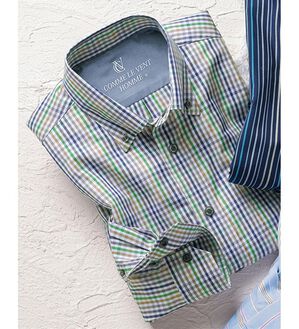 「＜コムルヴァン・オム＞毎日快適ソフトオックスシャツ（メンズシャツ）」｜グリーンチェック