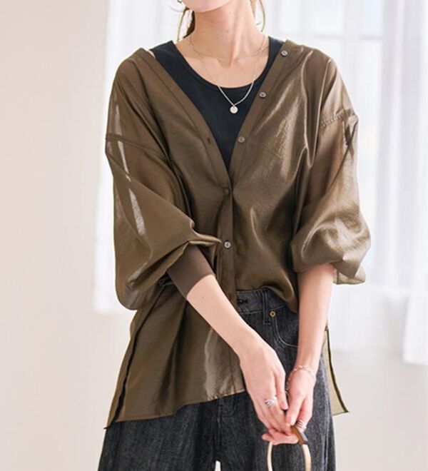 RANAN（ラナン）の「ディープVネックシアーシャツ（シャツ）」｜詳細画像