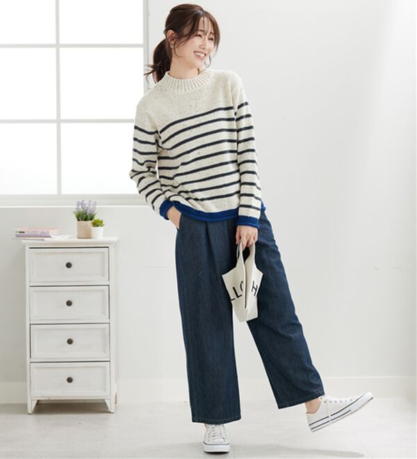 BELLUNA（ベルーナ）の「カラーネップ入り配色ボーダープルオーバー（カットソー）」｜詳細画像