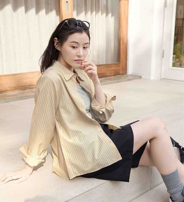 CHAN ME（チャンミ）の「ドビーストライプシャツ（シャツ）」｜詳細画像
