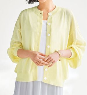 BELLUNA（ベルーナ）の「ヒンヤリ冷感！ゆったりカーディガン（ニットカーディガン）」｜レモン