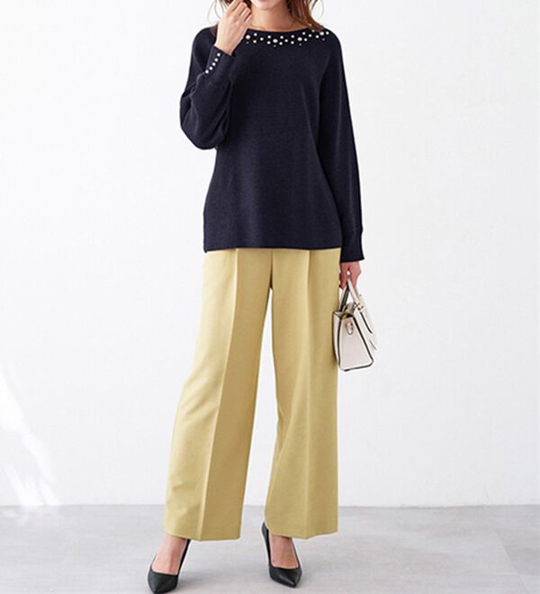 BELLUNA（ベルーナ）の「パール付ラメ入りドルマンニットプルオーバー（ニット・セーター）」｜詳細画像