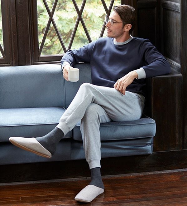 「＜シンプル＆プラス＞裏起毛スウェット上下セット（メンズルームウェア）」｜詳細画像