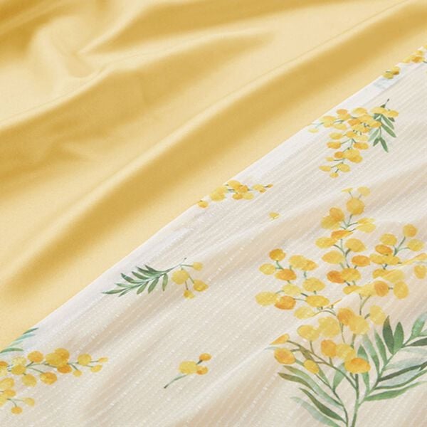 iellio（イエリオ）の「お買得カーテンセット（柄レース）＜４枚組・洗える・３級遮光・新生活・一人暮らし・引っ越し・模様替え・リーフ柄・ミモザ柄＞（ドレープカーテン）」｜詳細画像