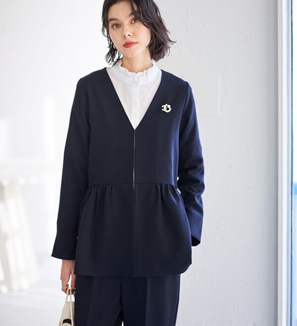 GeeRA（ジーラ）の「【2点セット】ペプラムジャケットセットアップスーツ（パンツスーツ）」｜詳細画像