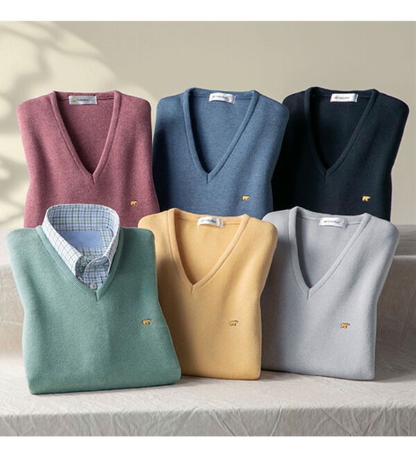 「＜ゴールデンベア＞国産上質カジュアルニットベスト（メンズベスト）」｜詳細画像