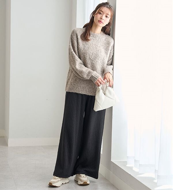 BELLUNA（ベルーナ）の「まるではく毛布！静電防止付裏ファーワイドパンツ（フルレングスパンツ）」｜詳細画像