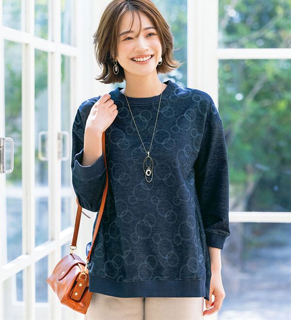 ルフラン（ルフラン）の「刺しゅうデニム調プルオーバー（カットソー）」｜詳細画像