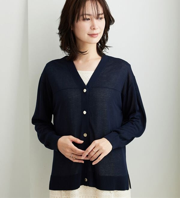 BELLUNA（ベルーナ）の「【快適Ｌａｂ．】シャリ冷！洗える多機能ニットカーディガン（ニットカーディガン）」｜詳細画像