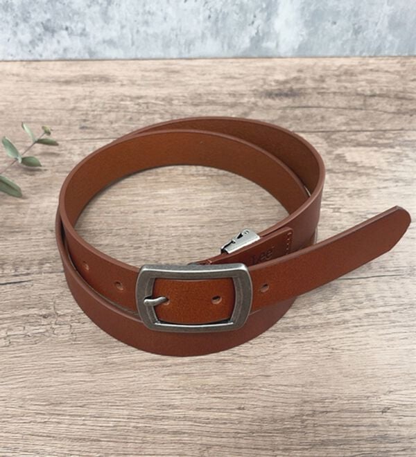 「【Lee】紳士牛革レザーナローベルト（メンズベルト）」｜ブラウン