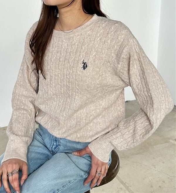 RANAN（ラナン）の「＜U.S.POLO ASSN.ユーエスポロアッスン＞ ワンポイントケーブルニット（ニット・セーター）」｜詳細画像