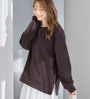 alotta（アロッタ）の「サイドジップあったか裏起毛プルオーバー（トレーナー・スウェット）」｜チャコール