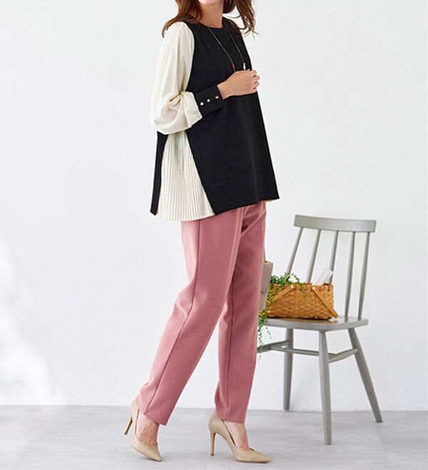 BELLUNA（ベルーナ）の「サイドプリーツ袖ボタン使いプルオーバー（カットソー）」｜詳細画像