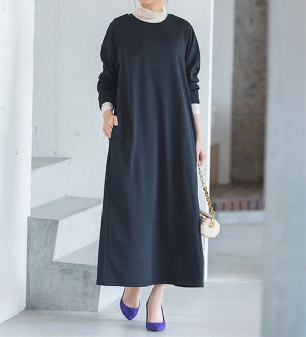 毛玉になりにくい】裏起毛フレアーロングワンピース - ベルーナ【公式】