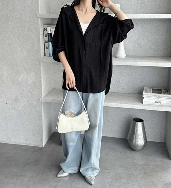 GeeRA（ジーラ）の「フード付きオーバーサイズシャツ（シャツ）」｜詳細画像