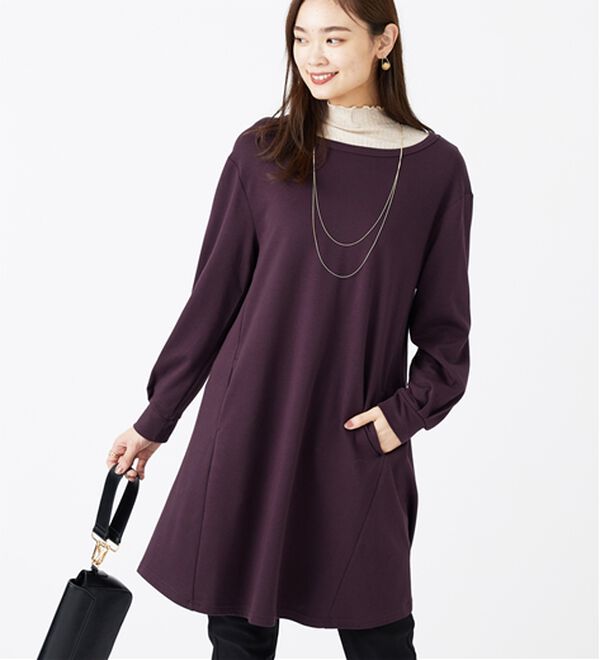 吸湿発熱ポンチ素材チュニックワンピース - ベルーナ【公式】 