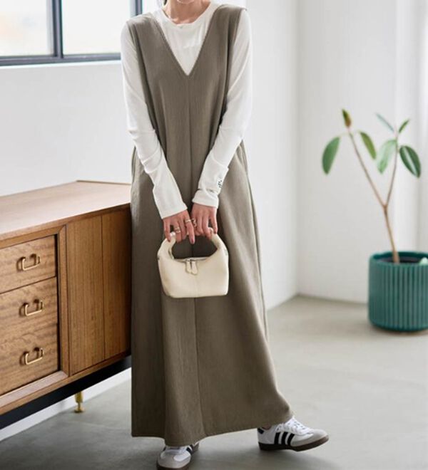 RANAN（ラナン）の「あったか裏ベロアニットコールジャンパースカート（ジャンパースカート）」｜詳細画像